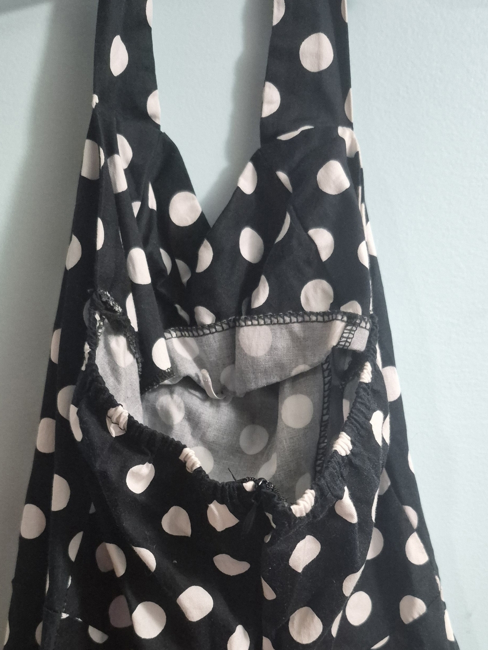 Black and White Polka Dot Halter Dress - Picture 4 of 6